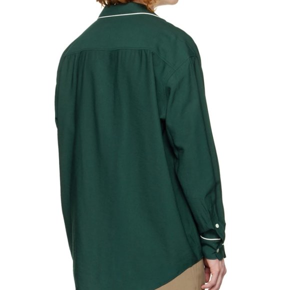 NEW W/ TAGS AMI Green Camp Collar Shirt - Picture 4 of 4